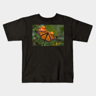 Monarch Wings Spread Wide on Mexican Flame Kids T-Shirt